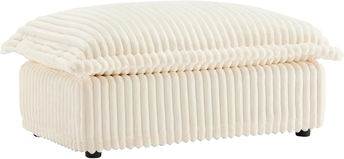 Movable Ottoman for Modular Sectional Sofa Modern Upholstered Slipcovered Sofa Couch for Living Room Bedroom Office Apartment Corduroy Cream