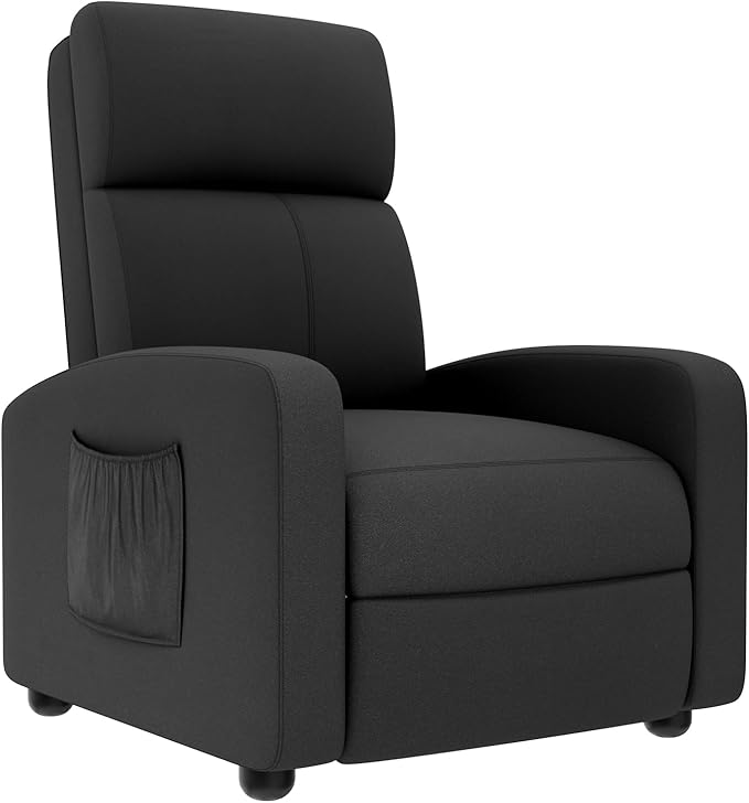 Recliner Chair for Adults Reclining Sofa with Side Pocket Linen Fabric Recliner Sofa with Adjustable Backrest and Footrest Modern Home Theater Seating for Living Room Bedroom