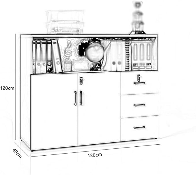 Office Short Cabinet Three-Door File Cabinets Drawer Locker Partition Wall with Lock File Information(B120x40x120cm)