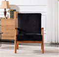 Container Furniture Classic Living Room Mid Century Modern Accent Chair with Unique Open-Framed Arm Design and Solid Wood Frame Velvet Armchair Black