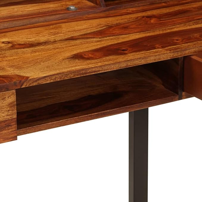 Desk 110x50x94 cm Solid Sheesham Wood and Steel-Computer DeskOffice Work DeskLapT O P Table for student and workerStudy TableWriting Desk for BedroomHomeOffice