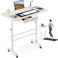 COMHOMA Small Standing Desk Adjustable Height Small Computer Desk Mobile Portable Rolling Laptop Table with Wheels 32 Computer Workstation Sit Stand Desks Portable Standing Table Treadmill desks