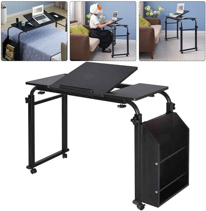 PanDair Mobile Standing Desk with Wheels Storage Desk Home Office WorkstationAdjustable Computer Desk Cart for OfficeBedroomLiving RoomStudy Room