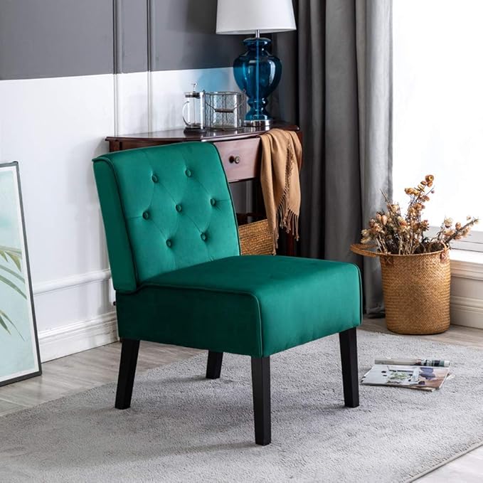 Reeso 2-Piece Living Room Armless Button Tufted Pattern Accent Chair Green