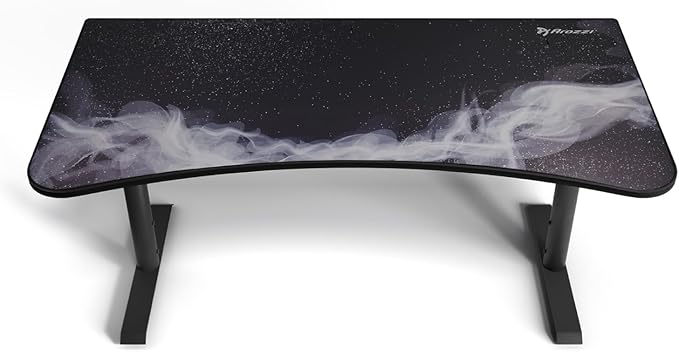 Arozzi Arena Special Edition Ultrawide Curved Gaming and Office Desk with Full Surface Water Resistant Desk Mat Custom Monitor Mount Cable Management Cut Outs - Gunmetal Galaxy