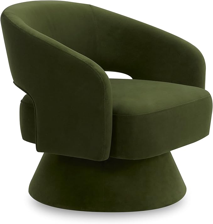 CHITA Swivel Accent Chair Armchair FSC Certified Velvet Barrel Chair for Living Room Bedroom Forest Green
