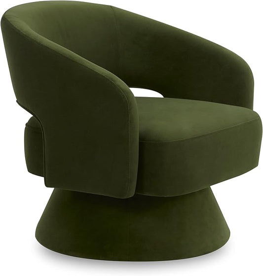 CHITA Swivel Accent Chair Armchair FSC Certified Velvet Barrel Chair for Living Room Bedroom Forest Green