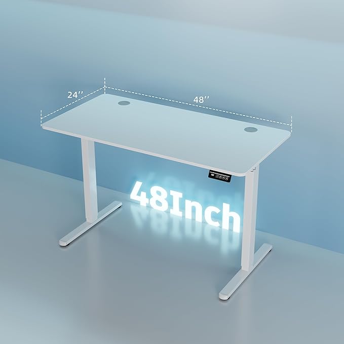 Shintenchi Standing Desk 48x24 Inch Height Adjustable Electric Sit Stand up Desk Ergonomic Rising Computer Table Modern Lift Gaming Desk Workstation for Home Office White