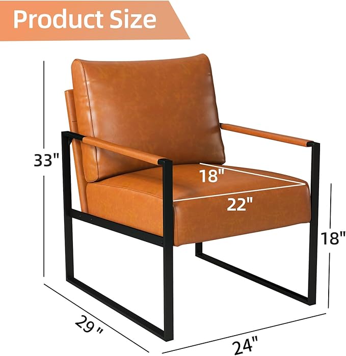 INZOY Accent Arm Chair with Metal Frame Set of 6 Comfy Living Room Chair with Plump Backrest and Cushion Mid Century Modern Chair with Sturdy Structure Easy to Clean Brown