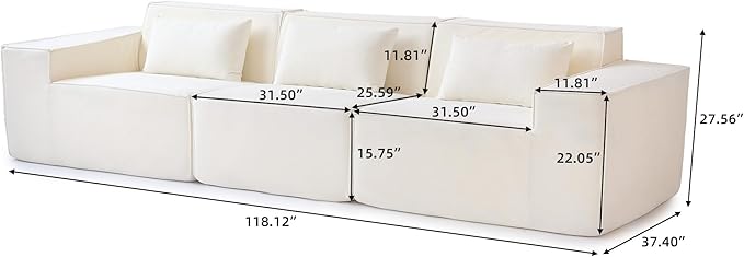 JACH 118 Modular Sectional Sofa Huge Plus 3 Seater Cloud Couch Modern Comfy Cloud Couches Sofas Furniture for Living Room Office Apartment Beige