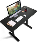 CAPHAUS 48 x 24 Inches Whole-Piece Deskboard Electric Standing Computer Desk Home Office Height Adjustable Desk with Memory Control Panel Black Metal Frame &amp P2 Grade Black Desktop Single Motor