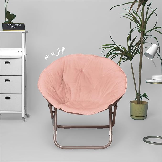 Urban Lifestyle Faux Fur Saucer Chair with Metal Frame One Size Blush