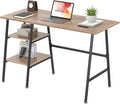 VECELO 43 Inch Computer Desk Writing Study Work Office Table Modern Desk with Shelves Wooden Desk for Home BedroomOak Desk