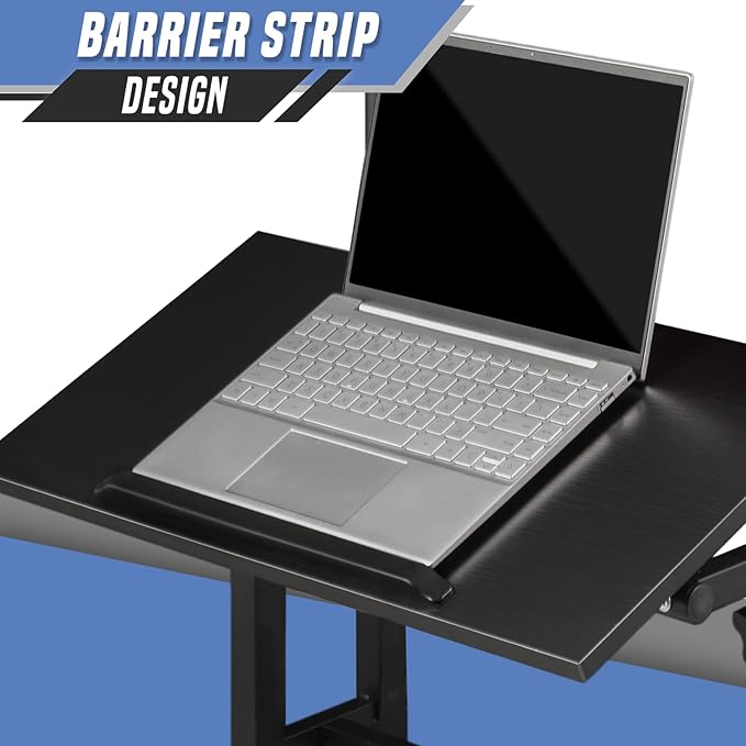 Small Standing Desk Adjustable Height and Angle Computer Laptop Desk Home Office Sit Standup Desk Portable Rolling Desk with Wheels 2 Platforms Black