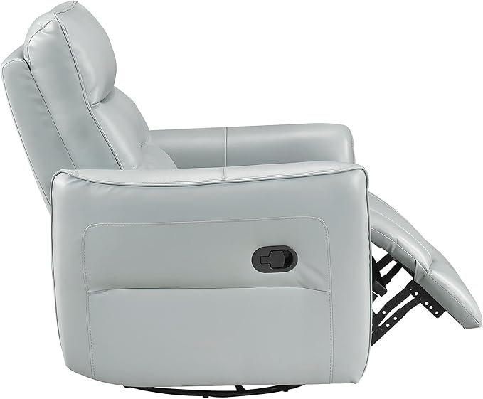 Lexicon Swivel Glider Reclining Chair Top Grain Leather Match Manual Recliner Comfy Nursery Glider Recliner Swivel Reclining Chair for Living Room/Office/Bedroom/Apartment Aqua