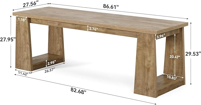 LITTLE TREE 86.6 Double Home Office Desks Two Person Desk for 2 Person Farmhouse Executive Computer Desk Large Work Writing Table Rustic Brown Business Workstaticon Furniture for Home