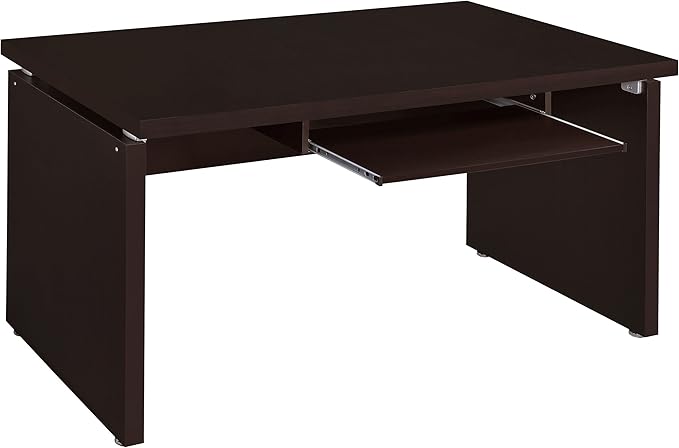 Coaster Home Furnishings - Skylar - Engineered Wood - 83-Inch L-Shaped Computer Desk with Keyboard Tray Slide-Out Tray and Metal Extension Glide - Home Office - Cappuccino - 800891L