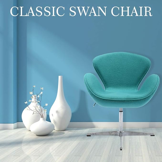 FCD Classic Swan Chair Swivel Height Adjustable Lounge Chair Cashmere（Green Without Ottoman）