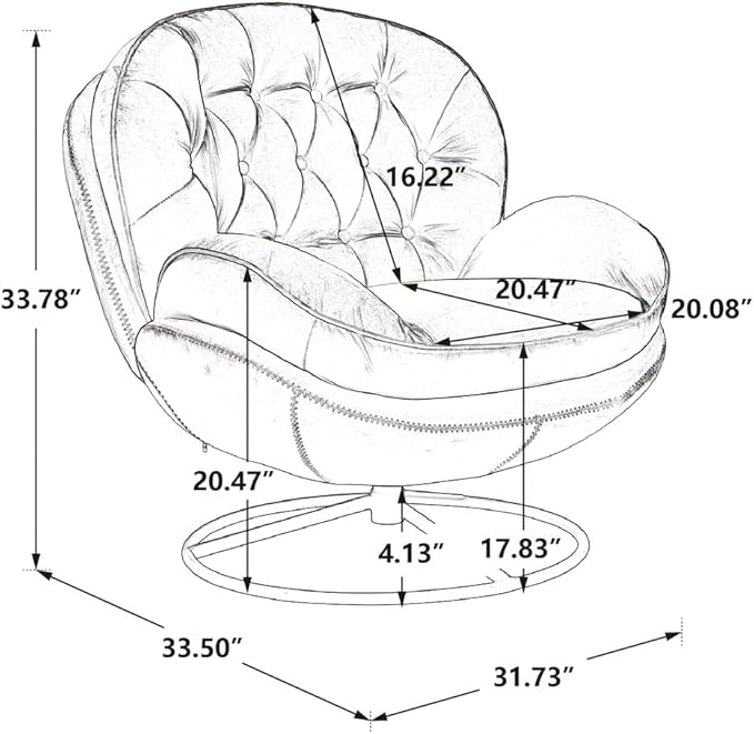 TRIPLE TREE Modern Swivel Accent Chair Mid-Century Lounge Chair and Ottoman Set Velvet Upholstered Button Tufted Recliner Chair Reading Chair with Footrest for Living Room Indoor Bedroom Blue