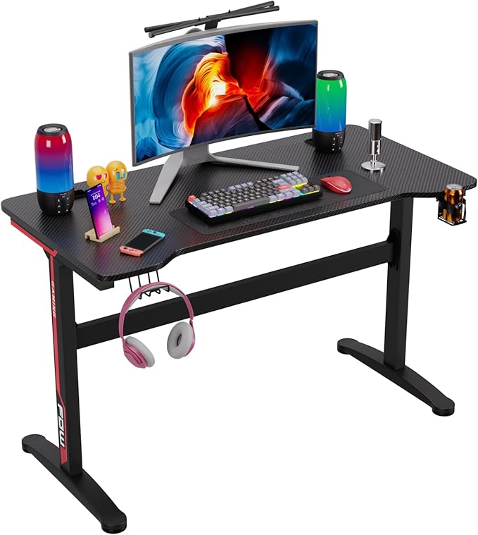 FDW 47 Inch Gaming Desk with Large Desktop Computer Desk Student PC Desk Extra Large Modern Ergonomic Racing Style Table Workstation for Adult TeensBlack