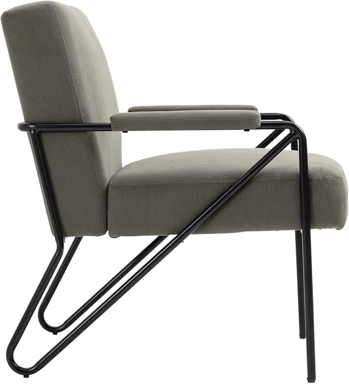Mid-Century Accent Chair with Upholstered Cushion and Metal Frame Comfy Arm Chair for Living Room Bedroom Office Lime Green