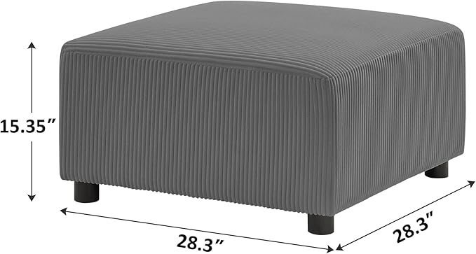 28.3 Square Ottoman for Modular Sectional Sofa Stool Footrest Seat Cube Replacement for Convertible Sectional Sofa Couch (Grey Ottoman)