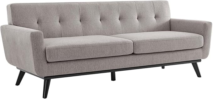Modway Engage Modern Tufted Back Textured Fabric Sofa in Light Gray