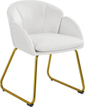 Yaheetech Modern Velvet Vanity Chair Armchair Flower Shaped Makeup Chair with Golden Metal Legs for Living Room/Makeup Room/Bedroom/Home Office/Kitchen White