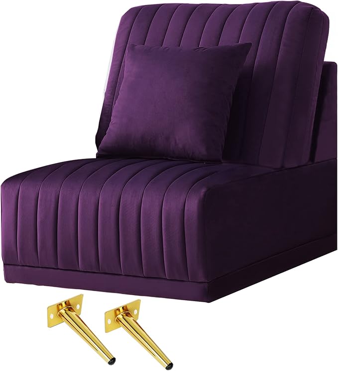 Purple Velvet Accent Chair Living Room Chair Upholstered Middle Chair with Gold Legs not Sold Separately Needs to be Combined with Other Parts or Multiple Seats