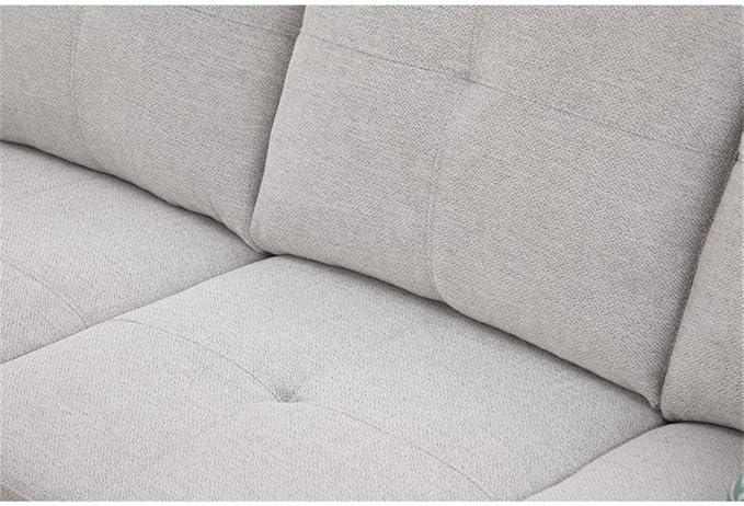 Devion Furniture Polyester Fabric Sectional Sofa with Lift-top Storage Ottoman Tufted Design in Light Gray Finish
