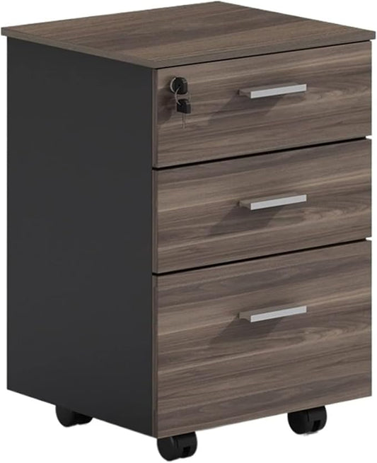 File Cabinet Rolling File Cabinet with Lock 3 Drawer Vertical File Cabinet Under Desk Office Filing Cabinet(Color:B)