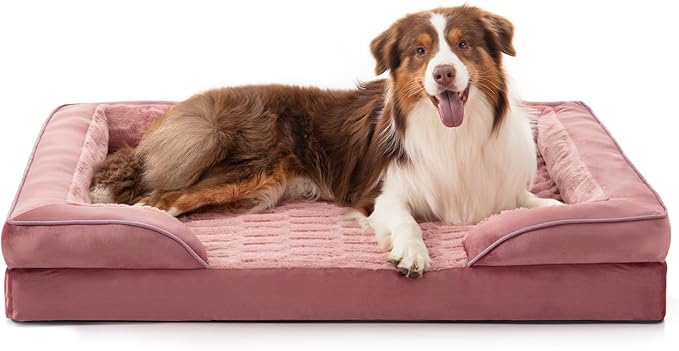 FURTIME Orthopedic Dog Beds for Large Dogs Washable Dog Couch with Ultra Comfy Supportive Foam High-Density Egg Crate Foam with Removable Cover Pet Sofa Bed Waterproof Nonskid Bottom