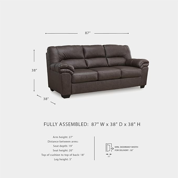 Signature Design by Ashley WalkerPoint Contemporary Sofa with Removable Cushion Dark Brown