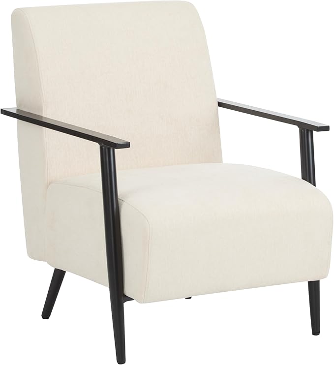26.38 Modern Beige Lounge Chair with Polyester Upholstery and Sturdy Metal e Ideal for Living Room Bedroom or Office