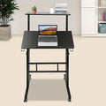 Standing Desk Adjustable Laptop Desk Mobile Stand up Desk with Wheelsfor Standing or Sitting Portable Computer Desk for Home OfficeStudent DormitoriesGame Rooms-Black
