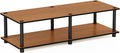 Furinno JUST TV Stand 2-Tier Wide Entertainment Center with Open Shelf No Tools TV Console for TV up to 46 Inch with Tubes for Living Room Bedroom Light Cherry