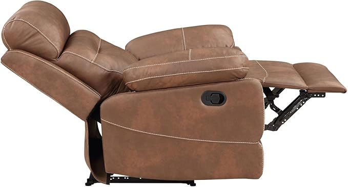 Steve Silver Co Rudger Manual Recliner Living Room Furniture Chair Home Office Home Theater Seating Chestnut Brown Microsuede Cover 37.5 D x 35.5 W x 41.75 H Brown