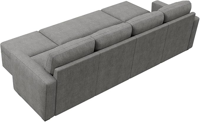 HONBAY Modular Sectional Sleeper Sofa Bed Chenille Pull Out Couch with Storage Ottoman U Shaped Sectional Couches for Living Room Warm Grey
