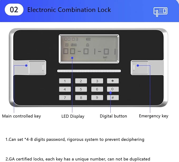 Steel Electronic Combination File Cabinet Tin Locker Office Lockable Filing Data Storage Cupboard(B)