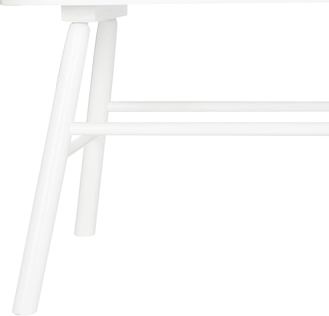 SAFAVIEH Home Collection – Addison White Solid Wood Spindle Back Loveseat Bench Farmhouse Settee for Entryway Living Room or Dining Area (AMH8513B)