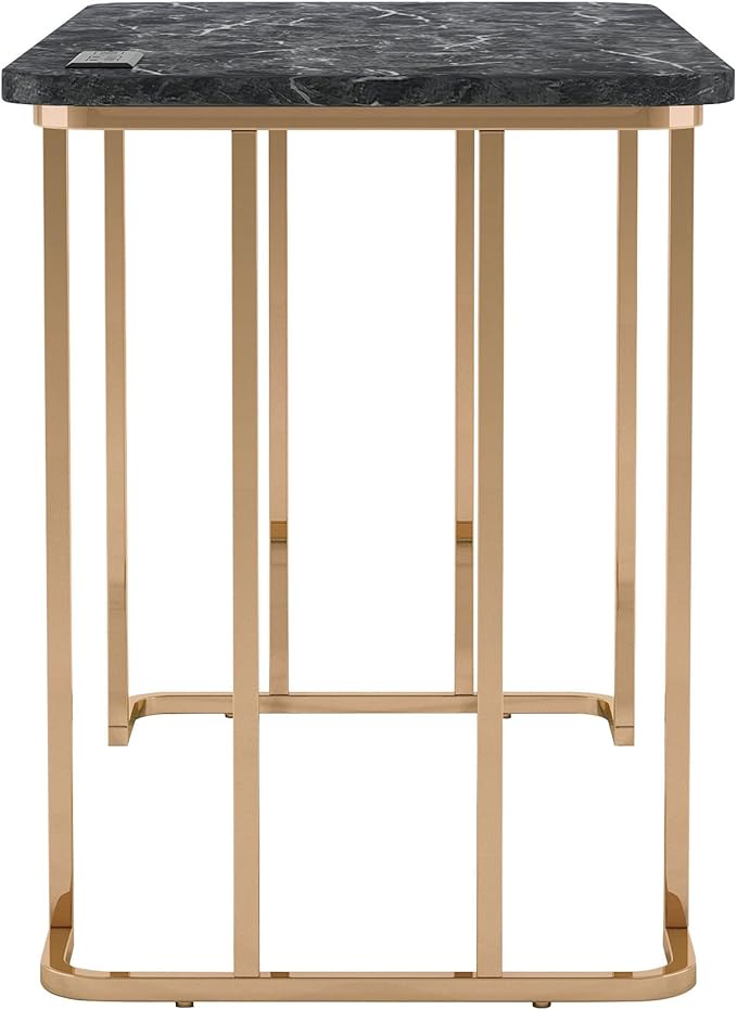 HOMES: Inside + Out Sevehills Modern Metal 48 in. Writing Desk with USB Port for Home Office Black