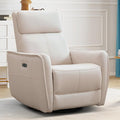 EBELLO Faux Leather Power Recliner Chair Electric Reclining Sofa with USB Charging Port Metal Swivel and Rocking Chair Seat for Small Living RoomBeige