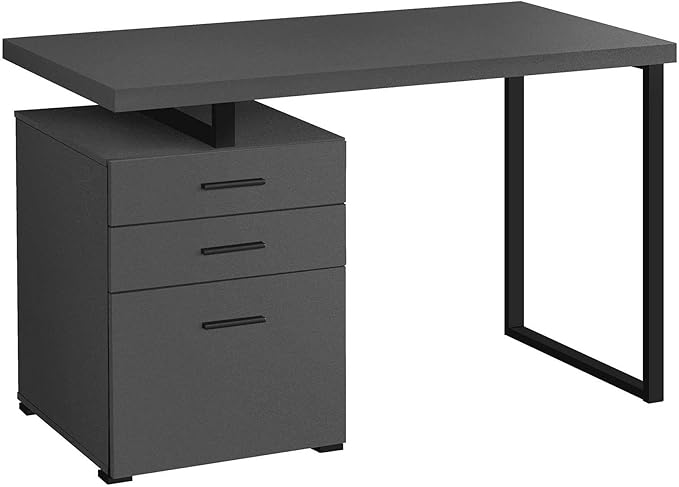 Computer Desk Home Office Laptop Left Right Set up Storage Drawers 48 l Work Grey Laminate Black Metal Contemporary Modern FH530