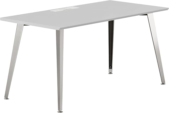 Branch Office Desk - Modern Home Office Desk - Efficient Cable Management and Fast Assembly - Compact Workstation for Home or Apartment - 48” Fog Top - Mirror Base