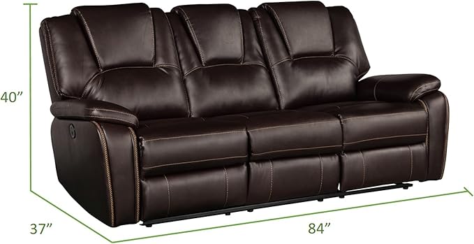 3 PC Recliner Sofa Sets Bonded Leather Lounge Chair Loveseat Reclining Couch for Living RoomBrown