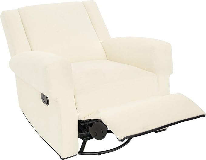 Christopher Knight Home Hayezi 360° Swivel Rocker Recliner Sofa with Dual Reclining Positions Living Room Lounge Chair Chenille Fabric Recliner for Living Room Bedroom &amp Nursery White