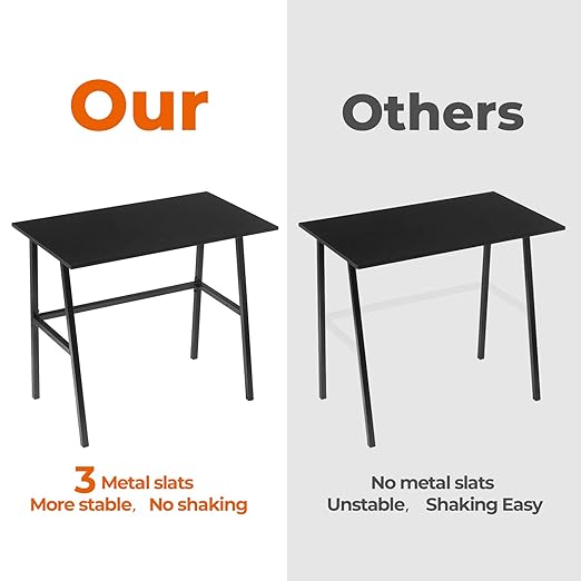 Alecono Small Computer Desk 35'' Kids Writing Desk for Small Space Simple Home Workstation Office Tiny Desk Student Study PC Gaming Table with Metal Frame for Bedroom Black (X002EYTOCB)