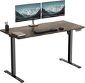 One-Piece Electric Standing Desk 48 x 24 Inch Adjustable Height Sit to Stand Up Desk for Home Office Work &amp Study Black Frame &amp Brown Desktop (2 Packages)