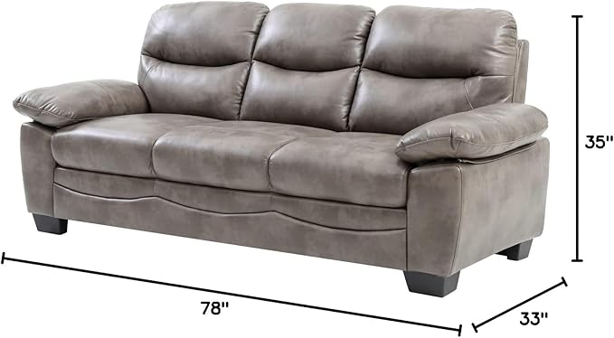 Glory Furniture Marta Faux Leather Sofa in Gray