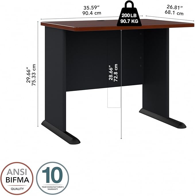 Bush Business Furniture Series C 72W x 36D Bow Front U Shaped Desk with Mobile File Cabinets in Hansen Cherry